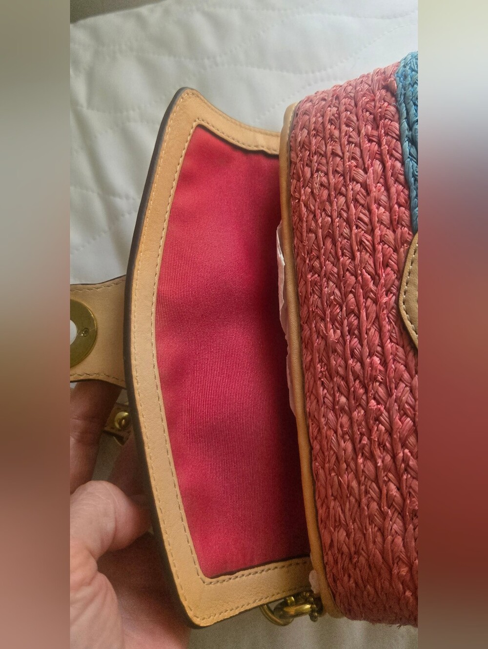 VINTAGE Coach Hamptons Multicolor Straw Wristlet – Excellent Pre-Loved Condition - Picture 6 of 8